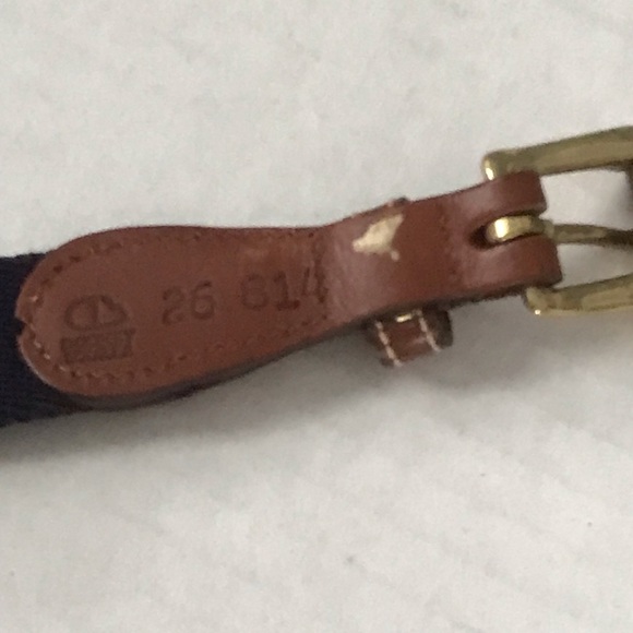 DOONEY & BOURKE Belt Leather & Canvas Navy with Green Stripe Vintage Sz 26 - Picture 7 of 14
